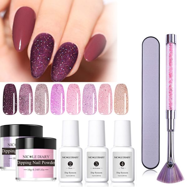 

nicole diary 10g dip nail powder set holographic sequins dipping nail powder sparkling art decoration no uv lamp cure, Silver;gold