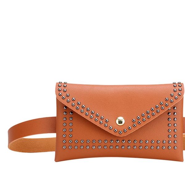 

aelicy solid color rivets leather waist bag women hasp small mobile pouch chest crossbody bag ladies waist pack pouch belt 1118