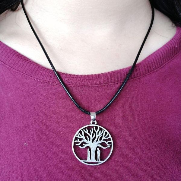 

sanlan 12pcs couple women and men have a wedding under the tree of life necklace wedding gift, Silver