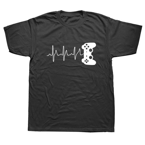 

new funny gamer heartbeat video games nerd geek t shirt men short sleeves hip hop oversized o-neck cotton t shirts