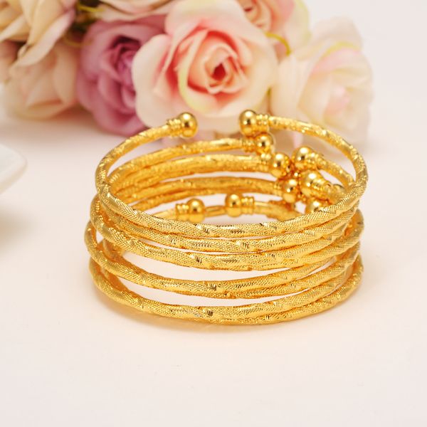 

4pcs 24k gold africa jewelry ethiopian bangle&bracelet dubai bangle for women gifts kids bangle diy charms birthday gifts, Black