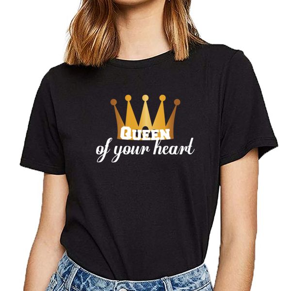 

вершины тенниска женщины король и королева comic печать женский подписи tshirt