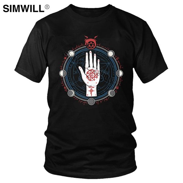 

классические мужские fullmetal alchemist brotherhood tshirt с коротким рукавом o-образным вырезом хлопок tshirt повседневный аниме манга tee