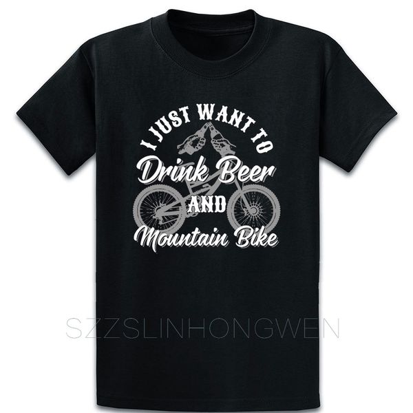 

drink beer and mountain bike t shirt crazy basic cotton summer style cool cool print round neck shirt