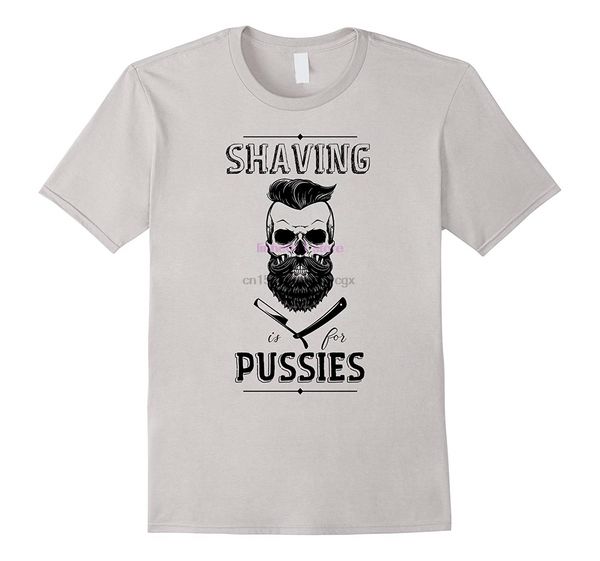 

new men shirt mens shaving is for pussies skull with beard tshirt for real men