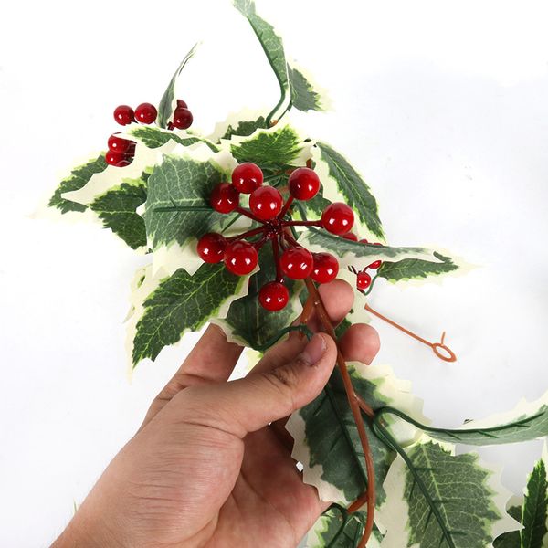 

decorative flowers & wreaths christmas decor artificial berry leaf garland wreath rattan hanging ornament plants home
