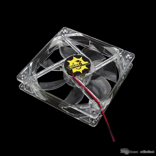 

120mm 12v cooling fan computer pc cpu cooler clear compute case quad 4 blue led light