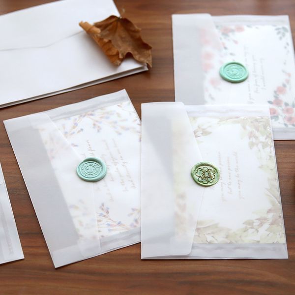 

amais 10pcs/lot custom transparent envelope translucent paper envelopes set letter vintage wedding invitation envelopes for card