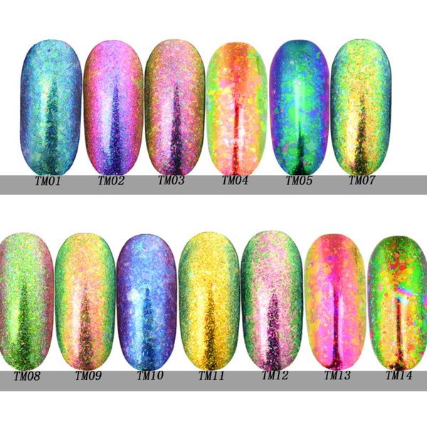 

nail glitter beautybigbang 0.15g art flakes sequins powder transparent chameleon chrome pigment nails decoration, Silver;gold