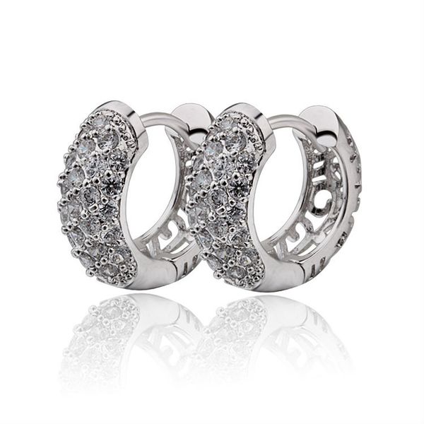 

brand white gold color hoop earrings for women cz earring crystal jewelry earings fashion 2020 14ew-59, Golden;silver