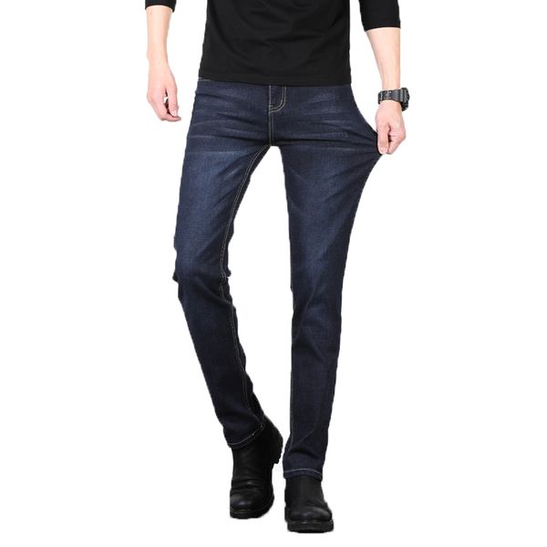 

jeans for mens pants classic denim jean men business trousers casual loose straight elasticity pant male plus size 28-38, Blue