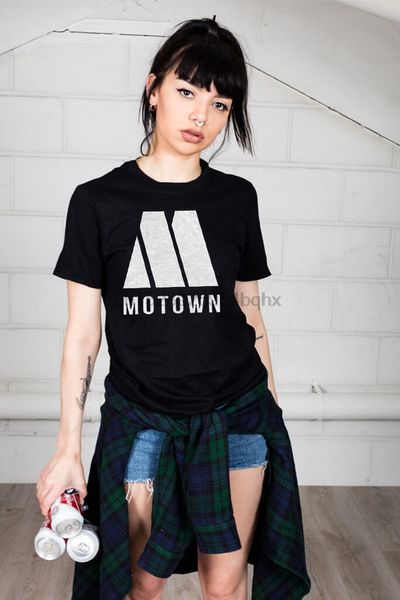 

official motown m logo t-shirt record label rock jazz hip hop music tour