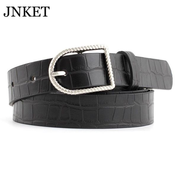 

jnket fashion women pu leather belt crocodile pattern belt pin buckle jeans decorative waist cinturon, Black;brown