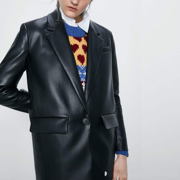 

loose pu faux leather blazers women leather jacket coat brand new women's jackets outerwear ladies coats female leather suit, Black
