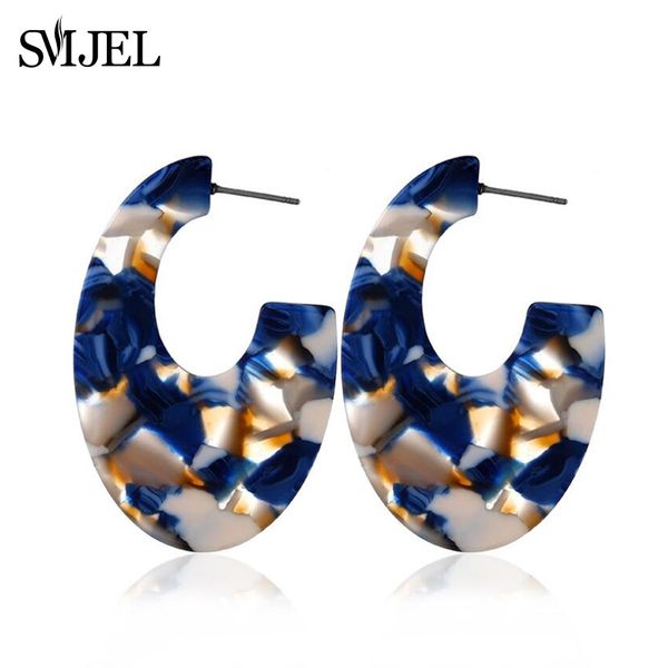 

smjel women vintage statement resin earring trendy fashion acrylic stud earrings for women jewelry, Golden;silver