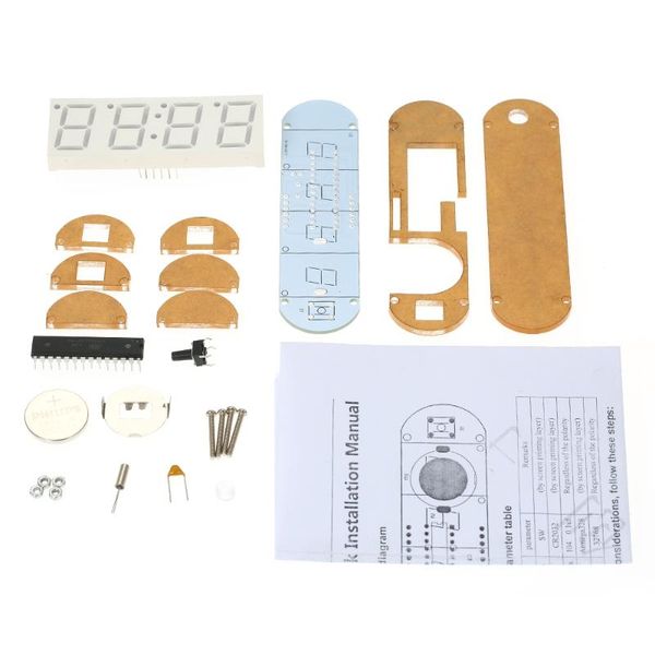 

hour counter mini diy 4-digit digital led clock kit with transparent case