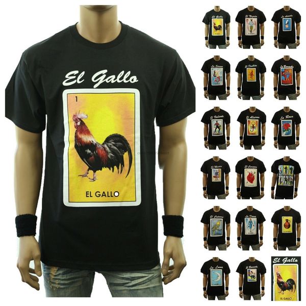 

fashion graphic t-shirt funny loteria rooster mexico spanish hipster casual tee