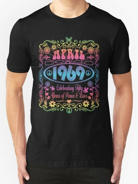

april 1969 50th birthday peace love retro new t-shirt men's black t shirt fashion 2019 crew neck men short-sleeve casual t shirt
