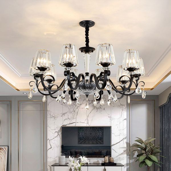 

american living room chandeliers modern atmosphere l villa led crystal chandelier lighting simple dining black crystal pendant lamp