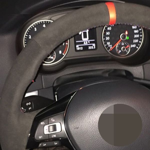 Capa de volante de carro de camurça preta DIY para Volkswagen VW Golf 7 Mk7 Sharan 2016 2017 Novo Polo Jetta Passat B8 Tiguan 2017car acc210M
