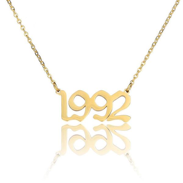 

new stainless steel year necklace charms gold color number message "1991" - "2010"hollow connector jewelry gift 45cm lon, Silver