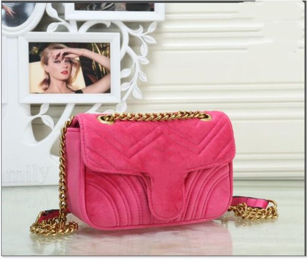 

red large size middle 22cm x7cm x 14cm women shoulder bags classic gold chain velvet bag heart style handbag tote bags messenger handbags