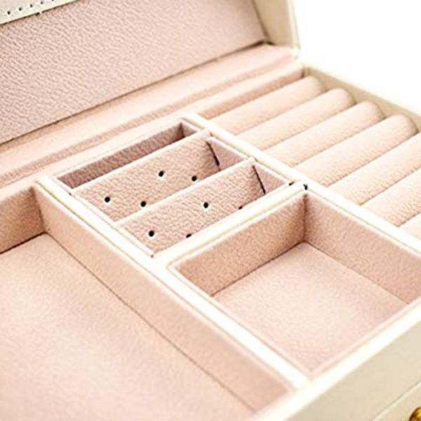 

large jewelry packaging & display box armoire dressing chest with clasps bracelet ring organiser carrying cases mx200810, Black;white