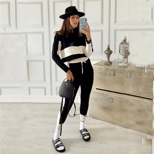 

womens 2020 luxury designer clothes autumn ladies designer tracksuits striped printed stand collar half zipper fashion suits, Gray