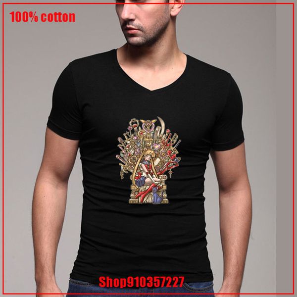 

v-neck fashion brands soft cotton throne-of-magic-ii anime, game of thrones, iron throne, parody, sailor moon