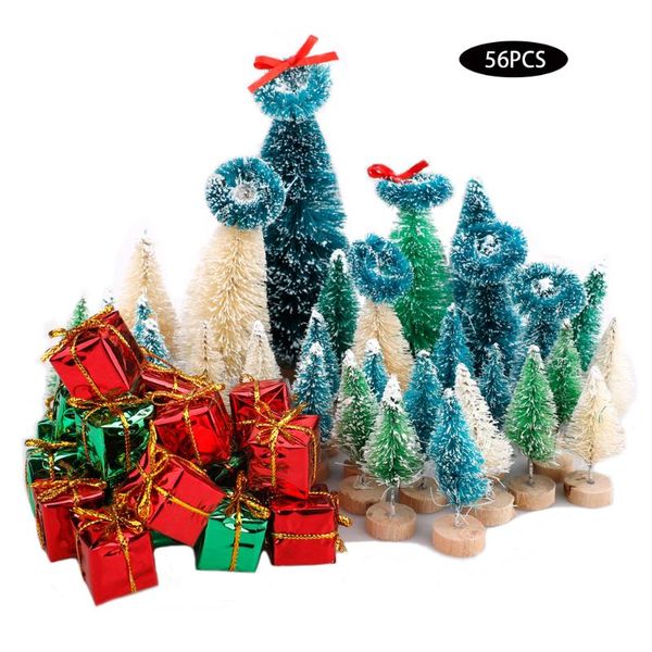 

22pcs mini pine trees set sisal snow trees plastic winter snow decoration tablecrafting party supplies