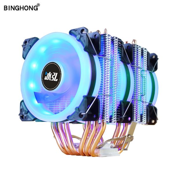 

lga x79 x99 6 copper tube cpu radiator aurora blue light dual halo 90mm4pin fan suitable for775 1155 1366amd3 am4cpu cooling fan