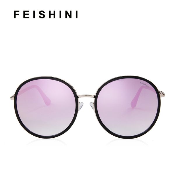 

feishini brand design uv protection anti-reflective tinted gradient oversized sunglasses women round retro big eyewear star, White;black