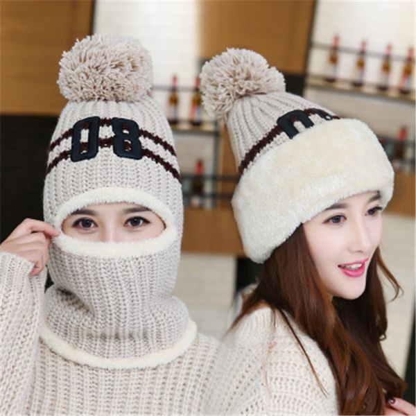 

brand new female cotton blending skullies & beanies winter knitted hat thick neck warm scarves 2020 casual cap chapeaux gorros, Blue;gray