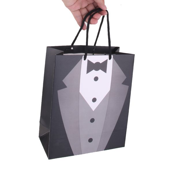 

wedding party tuxedo paper gift carry bags for bridegroom gentlemen wedding party favour