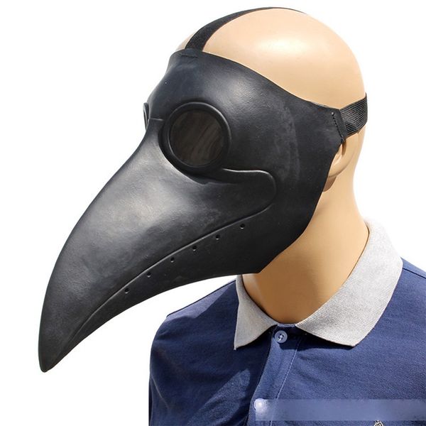 

cosplay steampunk plague doctor mask white/black latex bird beak masks long nose halloween party event ball costume props t200410
