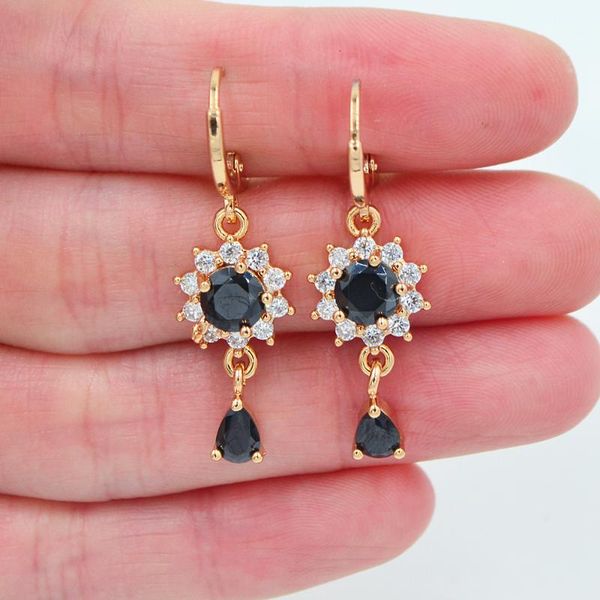 

dangle & chandelier fashion gold color black cubic zirconia sunflower earrings for women, Silver