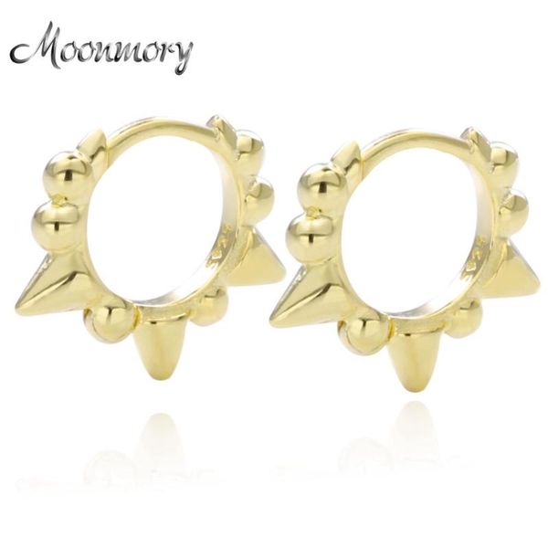 

moonmory fashion jewelry 925 sterling silver gold beads rivet hoops women huggies luxury fashion earring 2020 party jewelry, Golden;silver