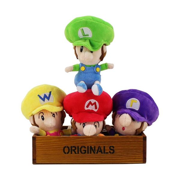 

4шт / комплект классическая игра super mario bros плюшевые куклы супер марио луиджи waluigi варио хлопок фаршированные мультфильм игрушки бе