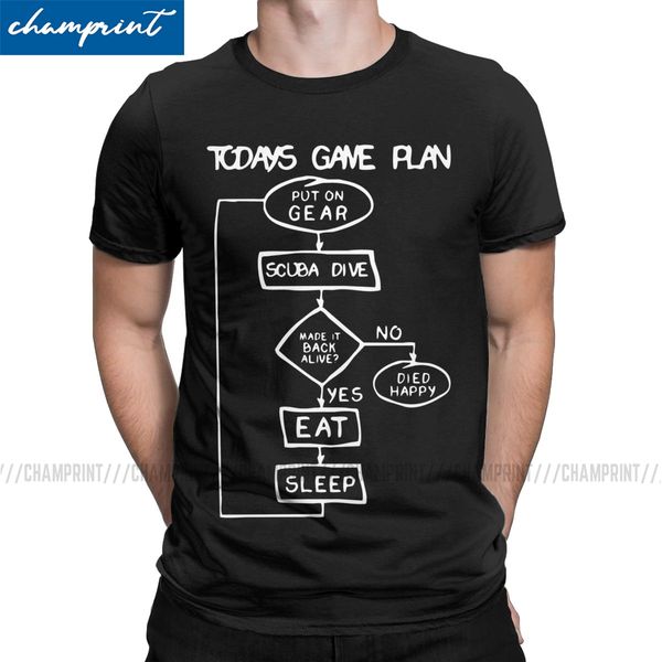 

men's todays game plan scuba diving t shirt plan for today funny math equation humor short sleeve tee shirt printing