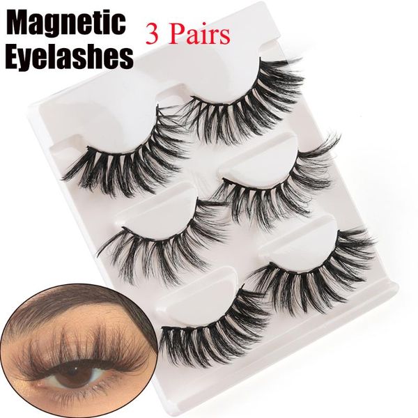 

3 pairs handmade magnetic false eyelashes for magnetic eyeliner natural long wispies eyelashes beauty eye makeup tools