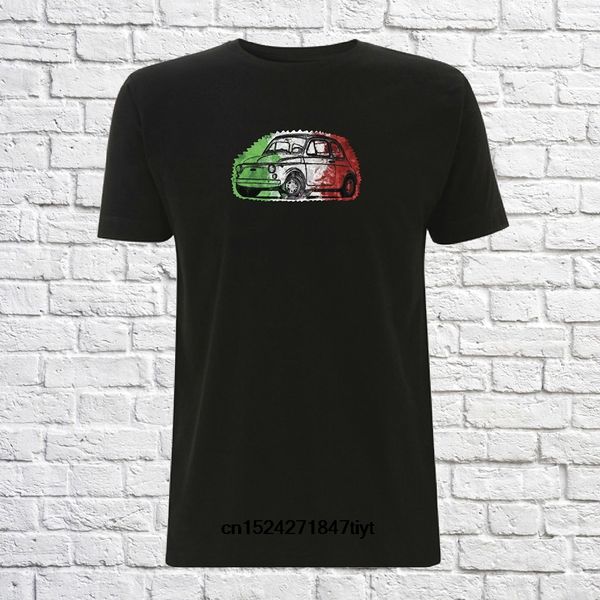

italian fiat 500 men t-shirt car of italy classic car flag cool design