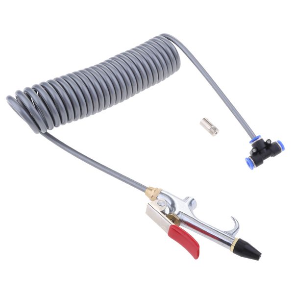 

1/4'' air blower blow spray gun + 3.5m recoil hose dust blower clean nozzle