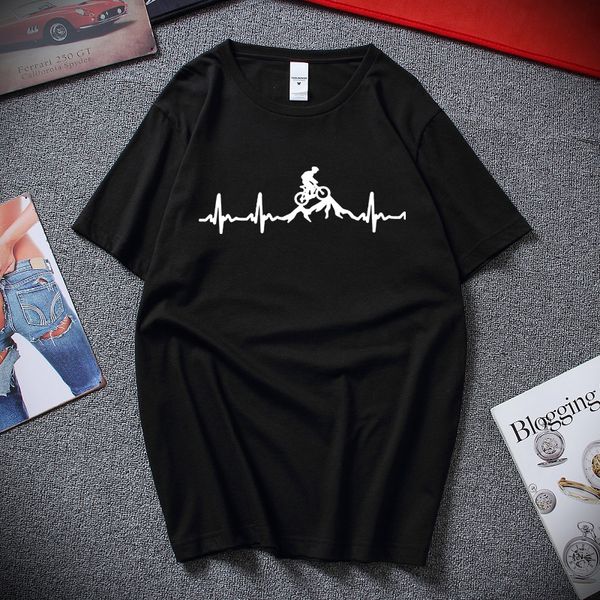 

mountain bike heartbeat funny mtb dirt bike t shirt plus size custom short sleeve men's t-shirt fashion family cotton