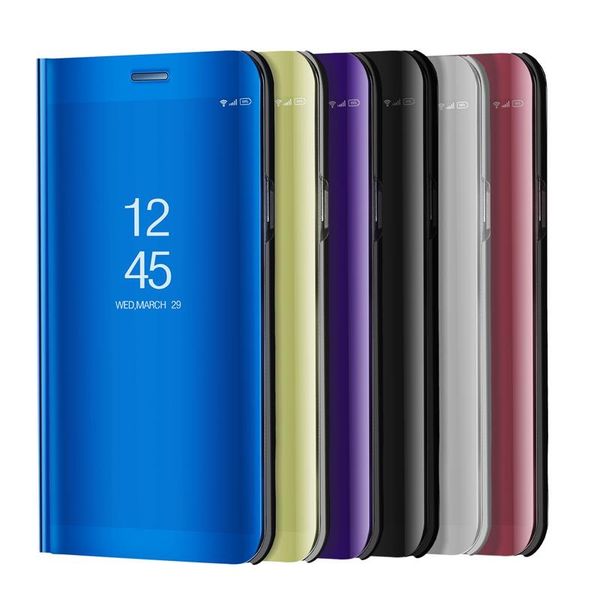 

smart leather flip stand mirror case for huawei p10 lite clear view window cover phone kickstand flip plated case