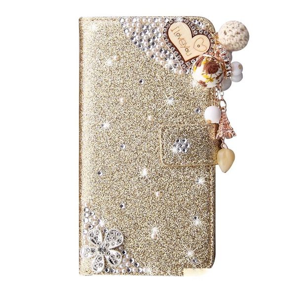 

glitter love heart rhinestones case for iphone 11 pro max se 2020 10 x 6 6s 7 8 plus xr xs max 5 flip leather wallet phone case
