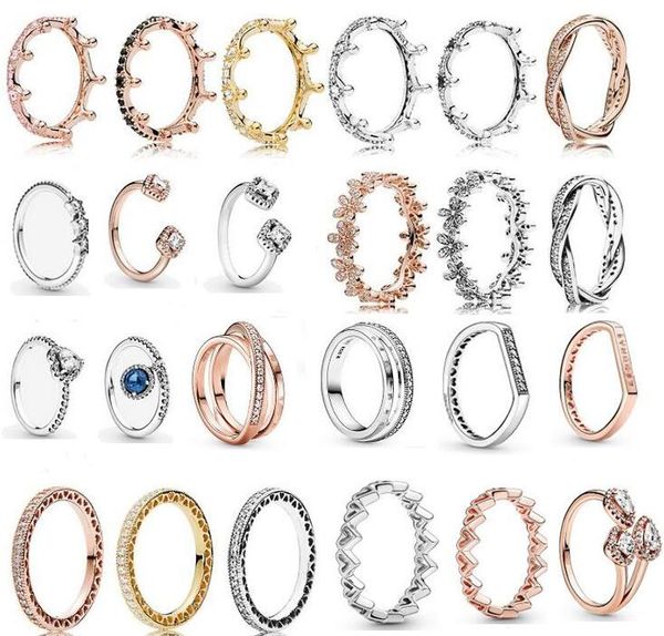 

2018 spring pandora ring 925 sterling silver rose gold pink enchanted crown rings original fashion diy charms jewelry for women making