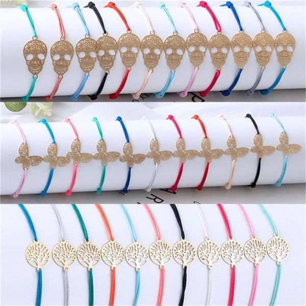 

12pcs / set золотого серебряного цвета бабочка скелет любовь сердце жизнь дерево лист мода красочный ручная работа браслет для женщин hot, Red;blue