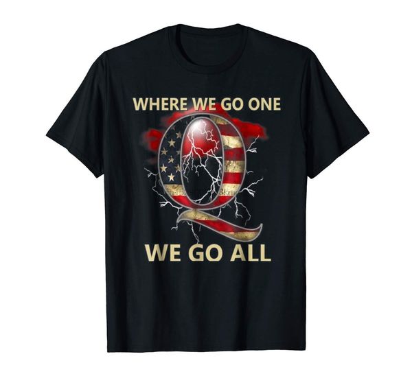

where we go one we go all qanon letter q usa q flag black t-shirt new arrival tees causal summer t shirt wholesale