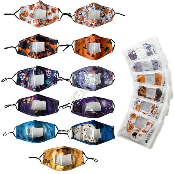 

halloween face mask men women breathable transparent dust-proof protective mouth cover designer washable fashion cotton facemask d92401, Blue