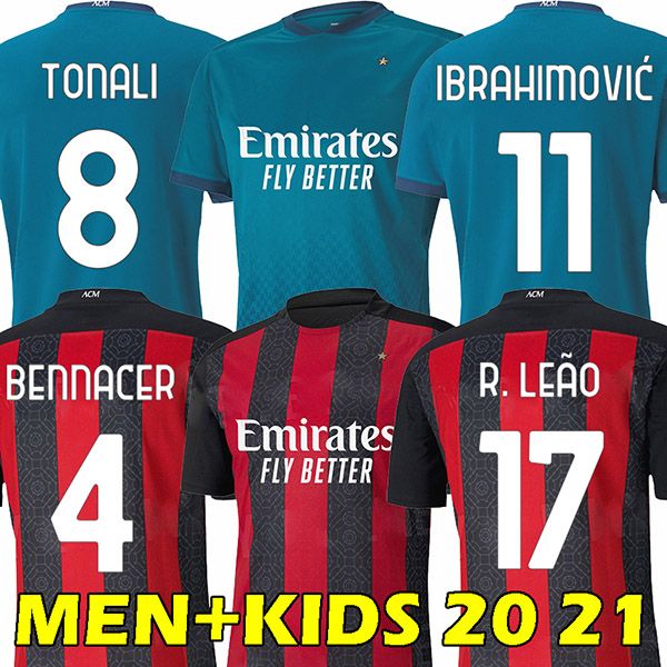 

20 21 ac milan soccer jersey 2020 2021 ac football shirt ibrahimovic tonali paqueta bennacer rebic camiseta de futbol romagnoli ibrahimovic, Black;yellow